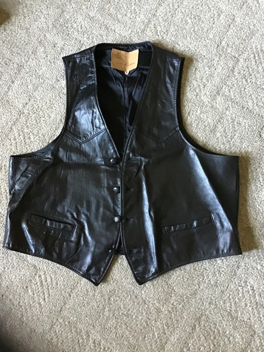 Vintage Gino Leathers Men’s Black Vest, size XL